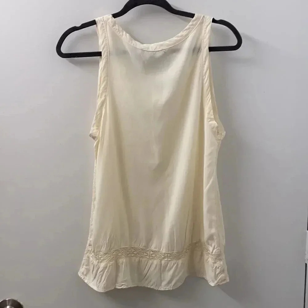 Harlowe & Graham Sleeveless Flowy Lace Cream Blouse Size S - Picture 8 of 9